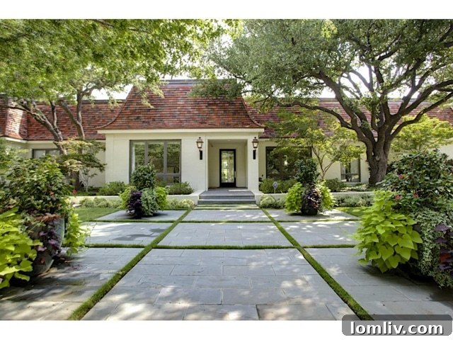 Elegant front entry of the Westover Hills luxury home at 6224 Indian Creek Drive, featuring a wide slate walkway.