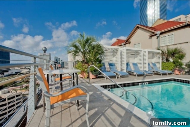 Inviting Rooftop Pool Deck at Soco Urban Lofts Dallas