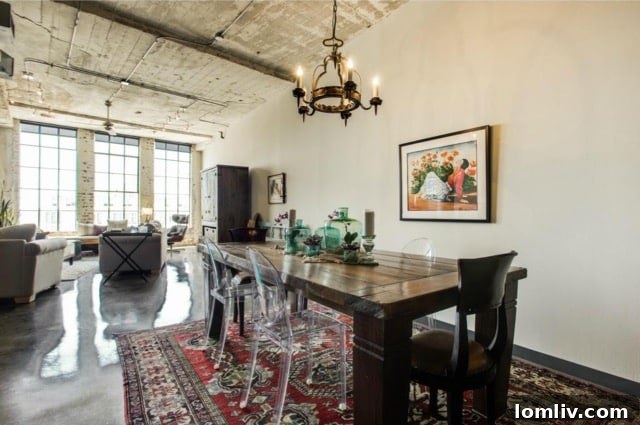 Living Area with Polished Concrete Floors Soco Urban Loft
