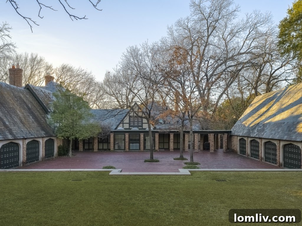 The impressive garages at 5505 Chatham Hill, capable of housing a significant car collection.