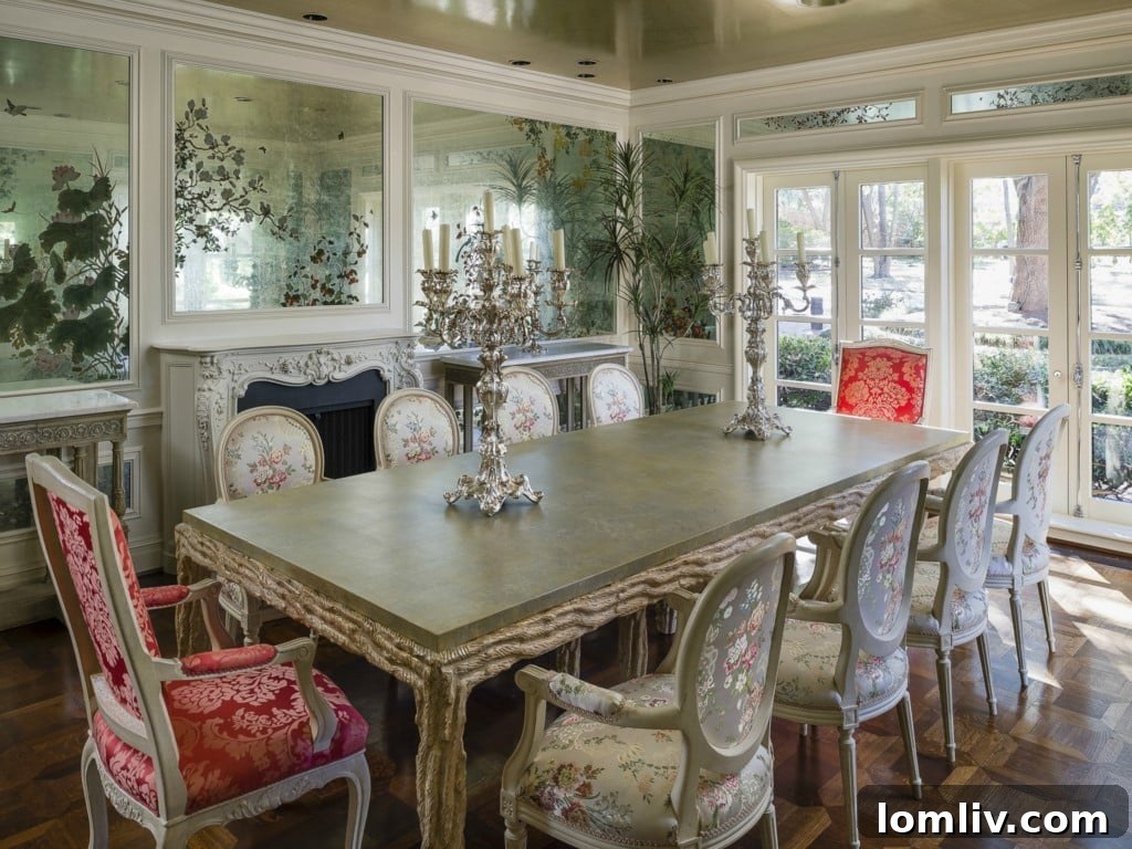 The elegant dining room at 5505 Chatham Hill, designed for grand entertaining.