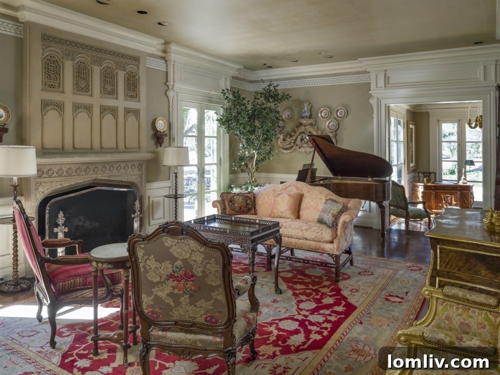 The spacious living room at 5505 Chatham Hill, featuring refined architecture and ample light.