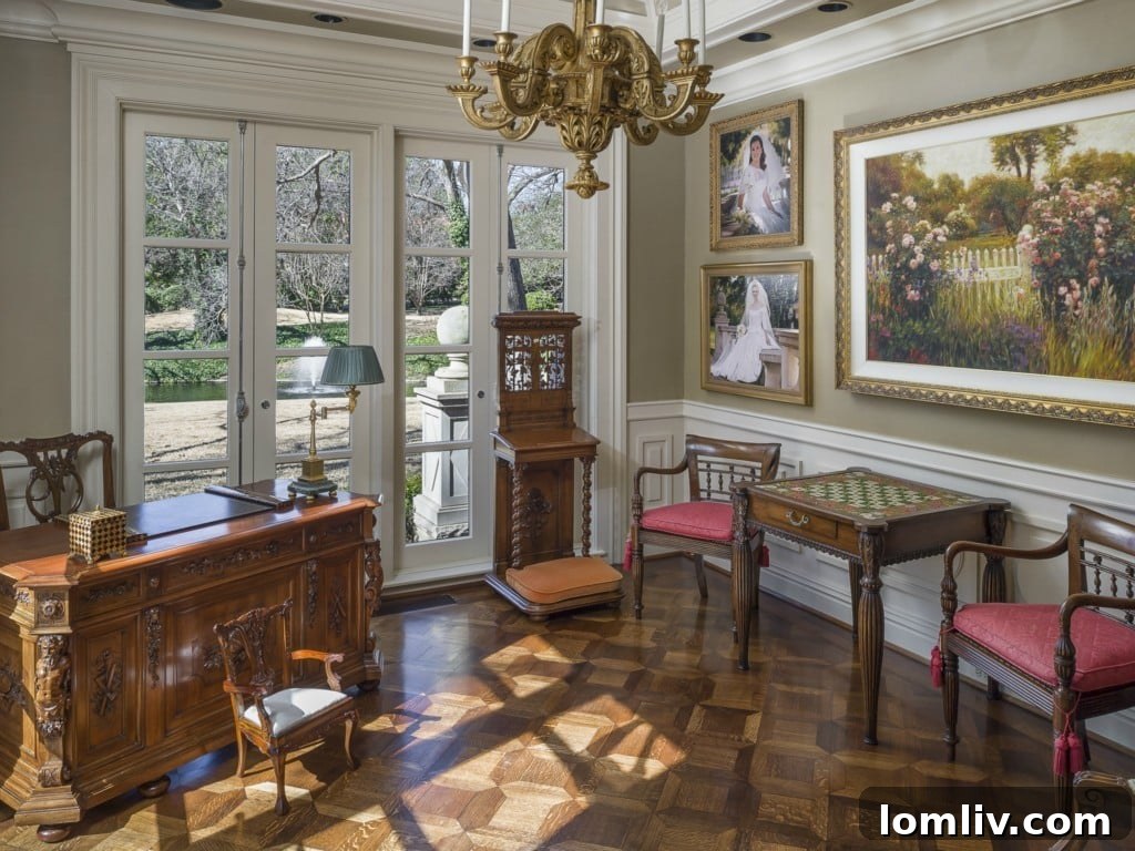 A sophisticated home office within the Chatham Hill estate, offering privacy and elegance.