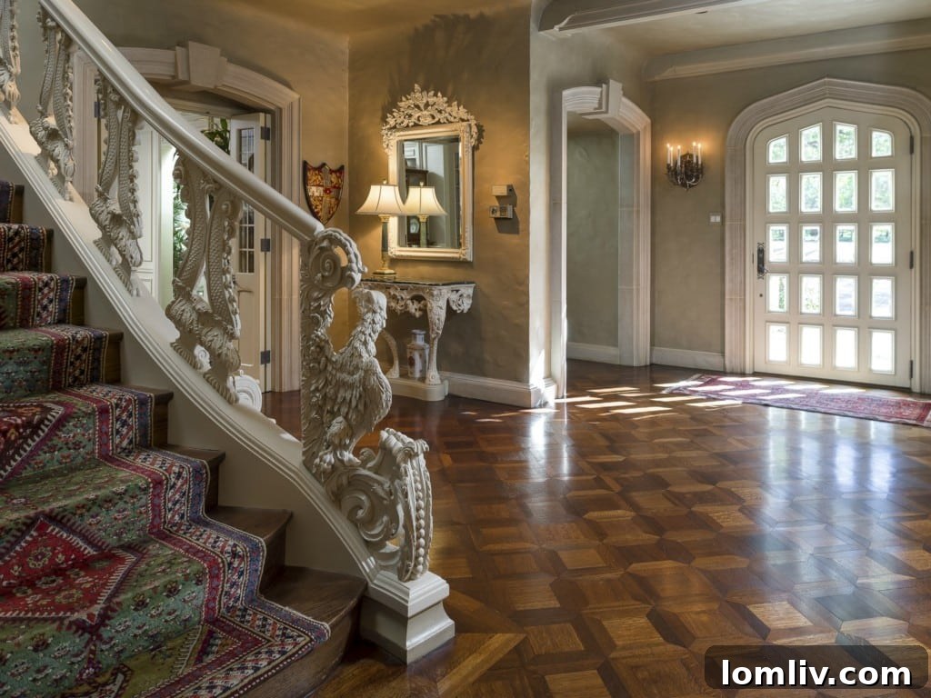 The grand foyer at 5505 Chatham Hill, welcoming guests with impressive architecture.
