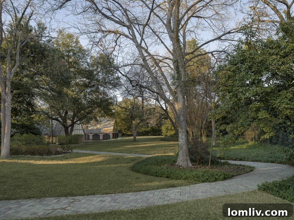 The expansive and meticulously maintained grounds of 5505 Chatham Hill.