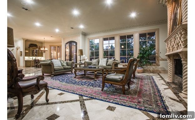 Spacious family room at 6326 Lakehurst, designed for comfort and sophisticated entertaining.