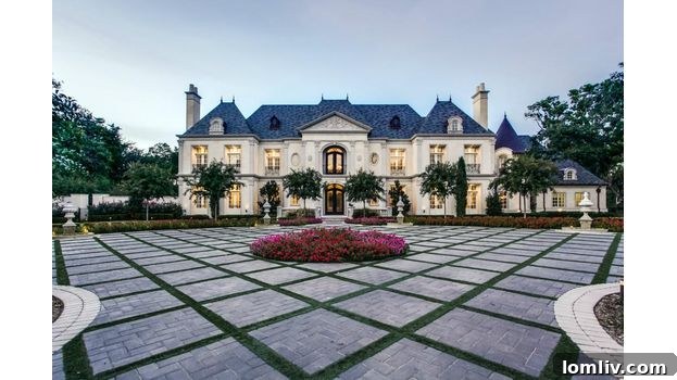 Imposing French chateau at 5139 Seneca, showcasing architectural grandeur and sophisticated design.