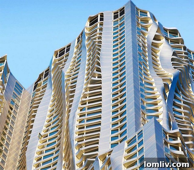 Frank Gehry High-Rise in New York City: An iconic example of engineering-driven modern architecture and sculptural form.