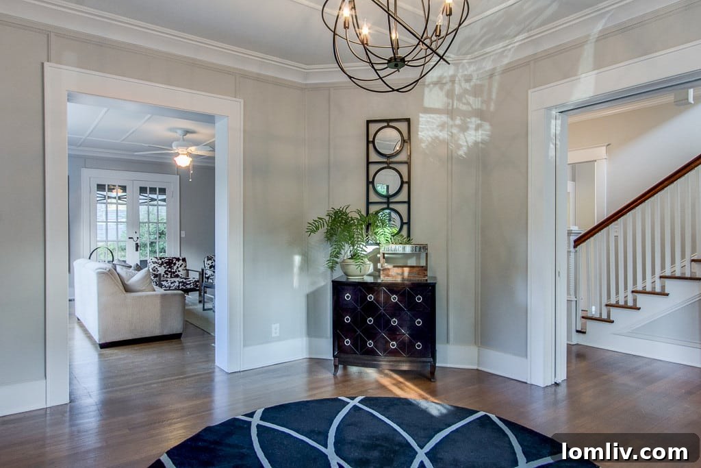 Grand facade of a meticulously restored Prairie-style residence in Historic McKinney
