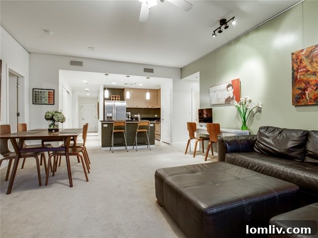 Open Plan Living Room Connecting to Modern Kitchen