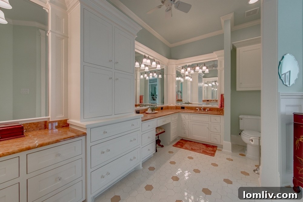 His and Her Vanities in Master Bathroom