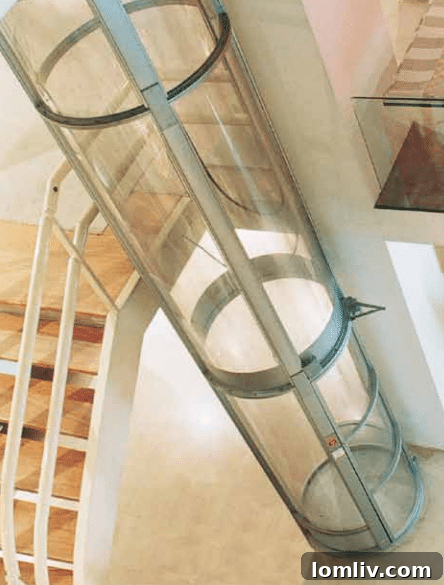 Modern pneumatic vacuum elevator in a home