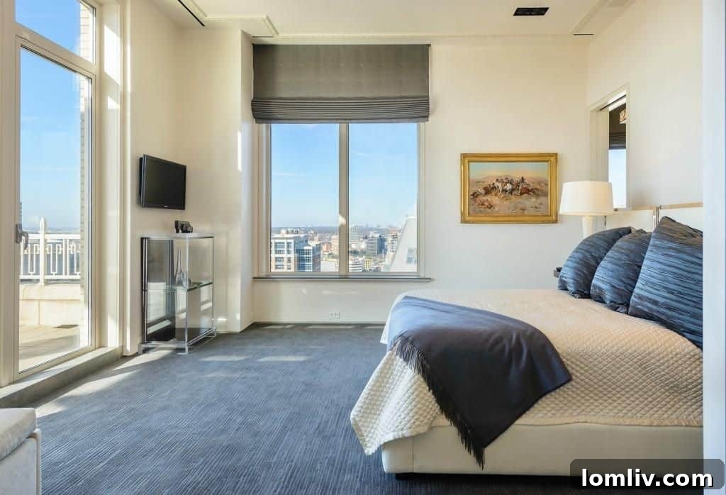 Bedroom 4: A Perfect Guest Suite with Terrace Access in a Luxury Dallas Penthouse