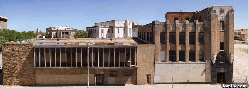 The abandoned 508 Park building before renovations, showing extensive vandalism and neglect.