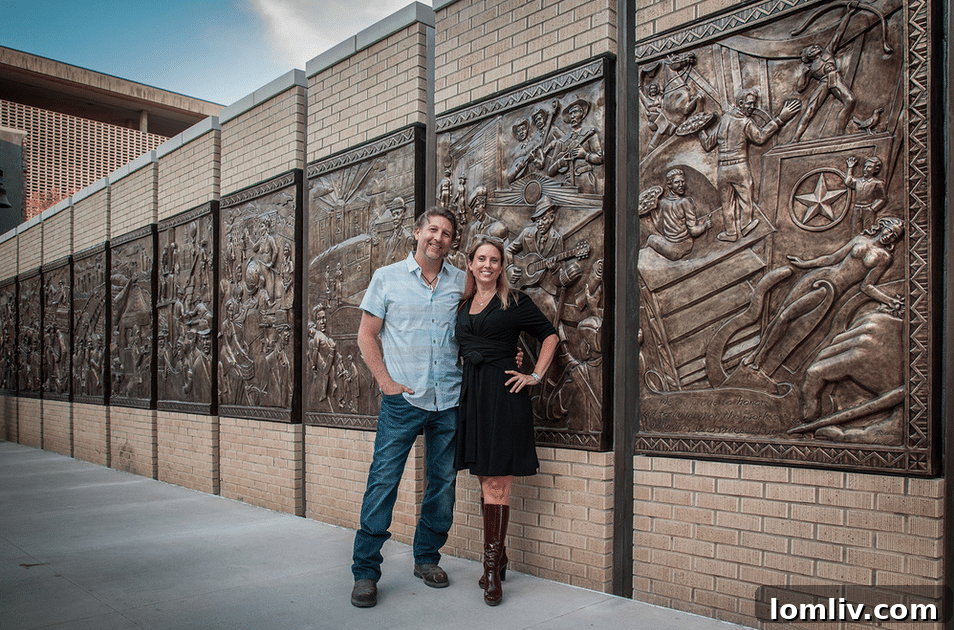 Artists Brad Oldham and Christy Coltrin, creators of the sculpture wall at Encore Park.