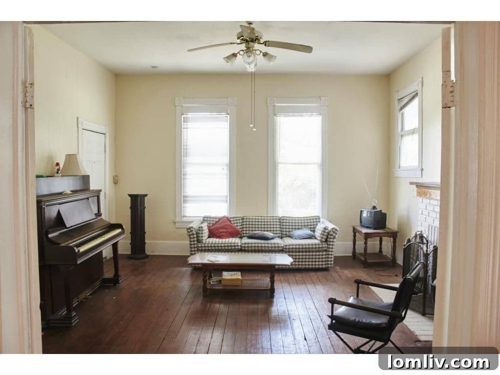 Original wood floors in a 1927 cottage, showcasing vintage character.