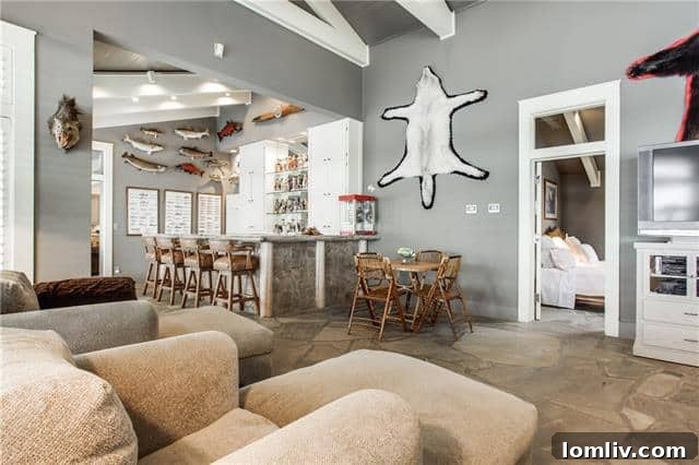 Serene resting space with elegant furnishings and scenic lake views at the Possum Kingdom Lake retreat
