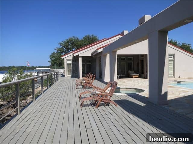 Expansive outdoor deck and relaxing spa area with panoramic views of Possum Kingdom Lake