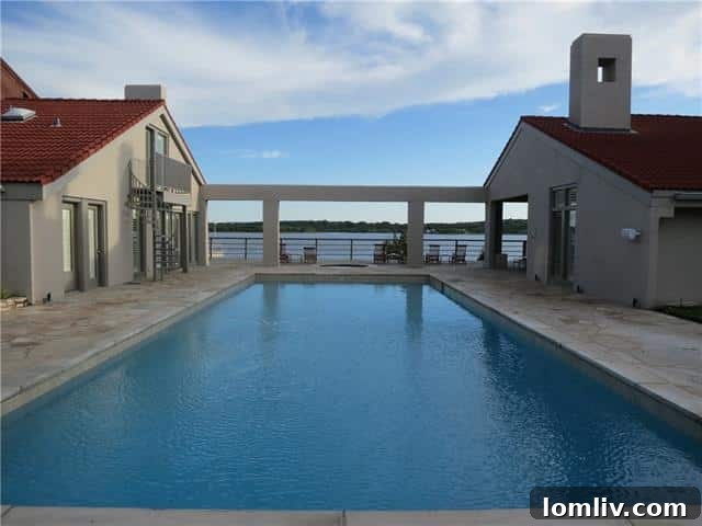 Inviting swimming pool overlooking the serene waters of Possum Kingdom Lake