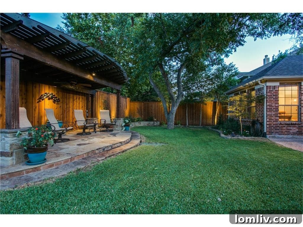 Manicured Backyard with Lush Landscaping