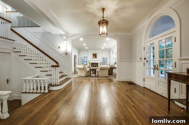 Spacious dining room with classic architectural features and abundant natural light