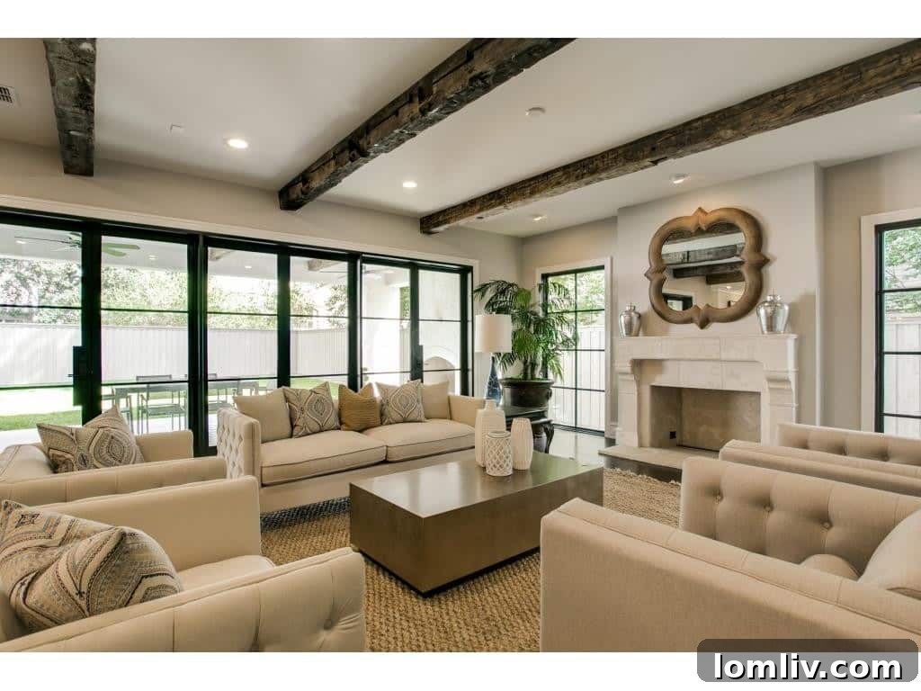 3104 Hanover Great Room - Antique Beams and Fireplace