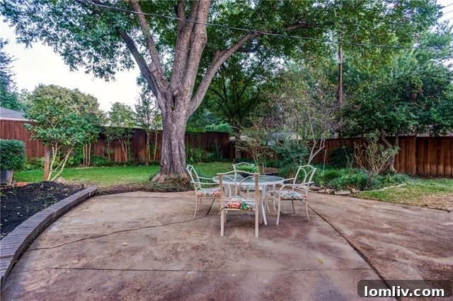 Beautifully Landscaped Backyard with Mature Trees After Renovation