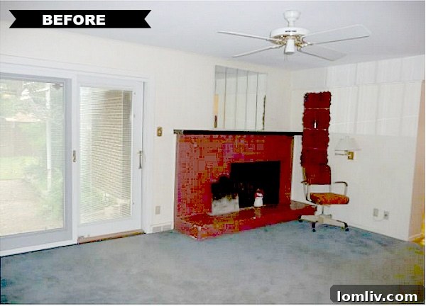 Before Renovation: Outdated Fireplace at 3506 Warick Dr.