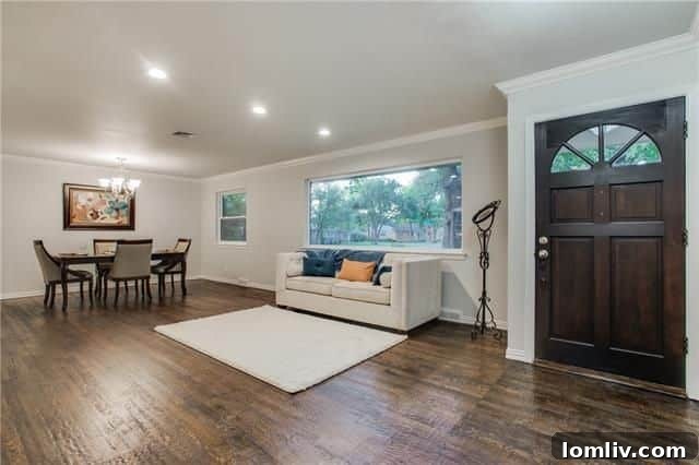 Bright Living Room with Hand-Scraped Hardwood Floors