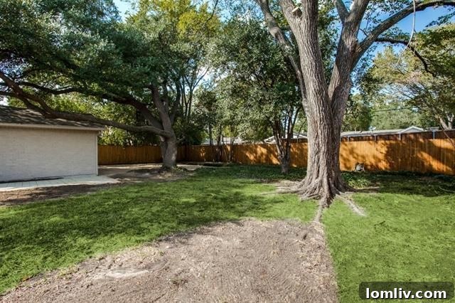 Newly Fenced Backyard with Mature Trees