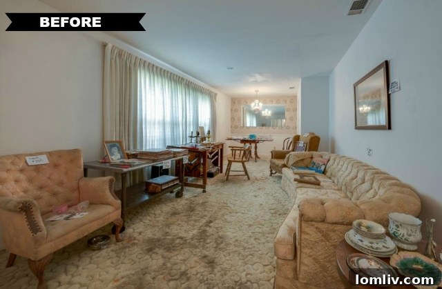 Outdated Living Room Before Home Renovation