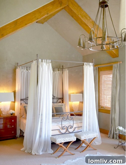 A sophisticated bedroom interior by Jan Showers, emphasizing comfort and style