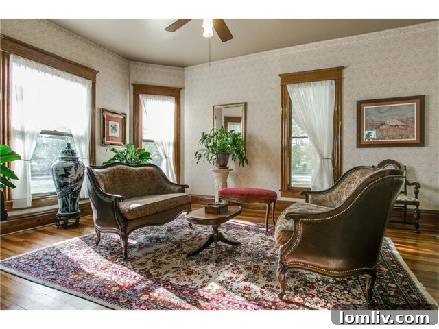 Spacious parlor with period details at 802 Brown Street