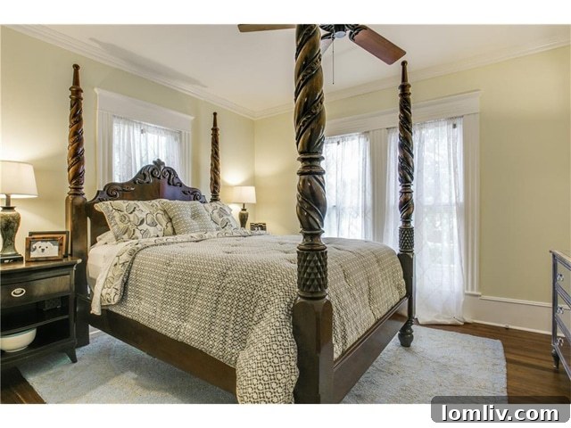 Master bedroom with elegant furnishings at 802 Brown Street