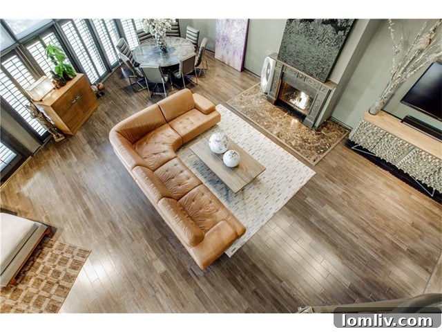 Dramatic Staircase View from Above in Modern Townhome