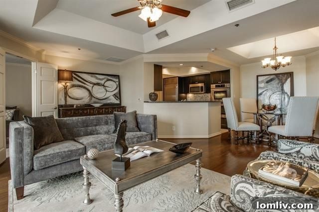 Elegant living area of the condo at 5909 Luther Ln, Unit 1700A