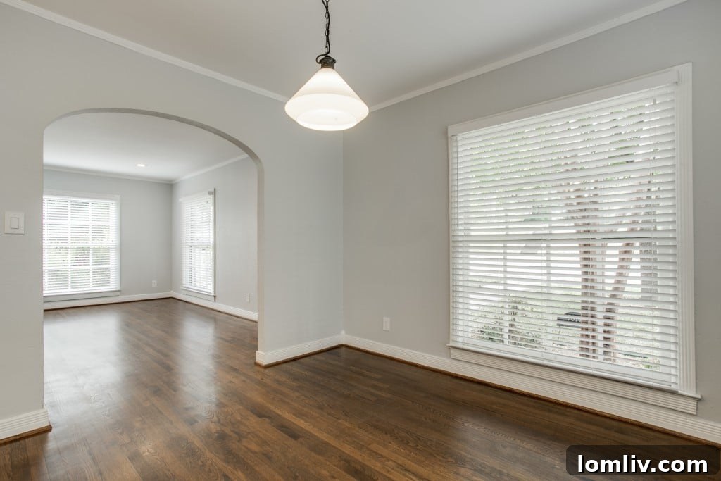 Detailed shot of the refinished oak hardwood floors.