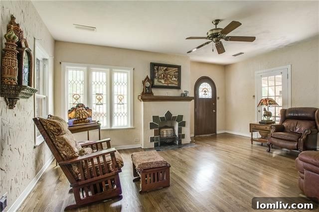 Elegant interior detail featuring stained glass and woodcarving at 519 Valencia St.