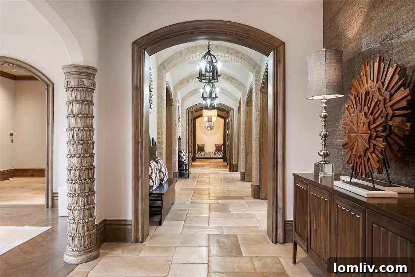 Grand entrance of Preston Hollow mansion