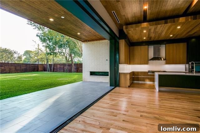 Modern exterior showcasing architectural details and lush landscaping