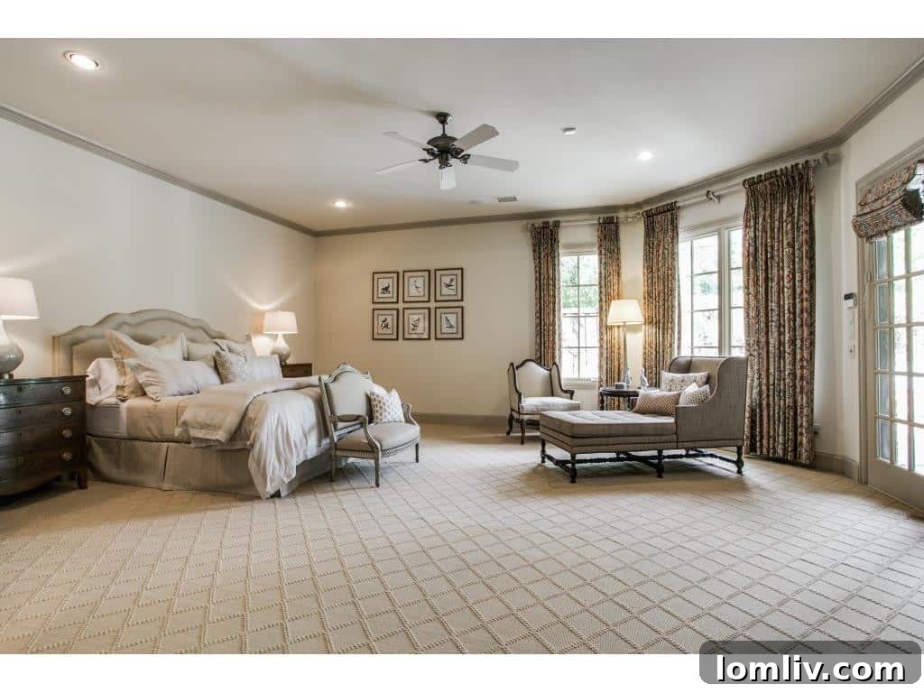 Expansive master bathroom featuring dual vanities, high-end finishes, and modern design