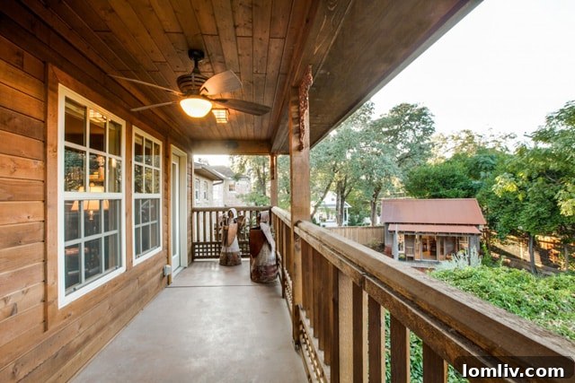 Expansive covered patio providing ample space for outdoor dining and relaxation