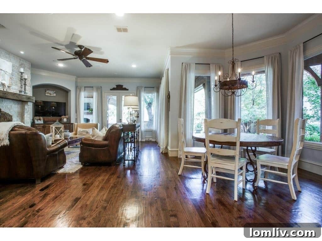 Royal Crest Comfort Food Down the Street 8 Spacious Family Room with Natural Light in Dallas Home