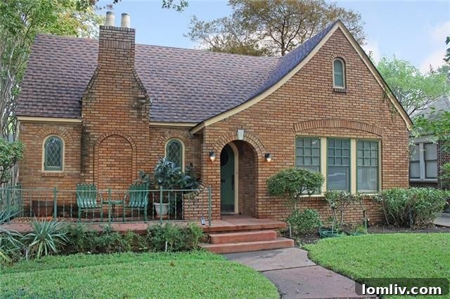 Classic brick facade of the M Streets Tudor at 5605 Ridgedale Ave.
