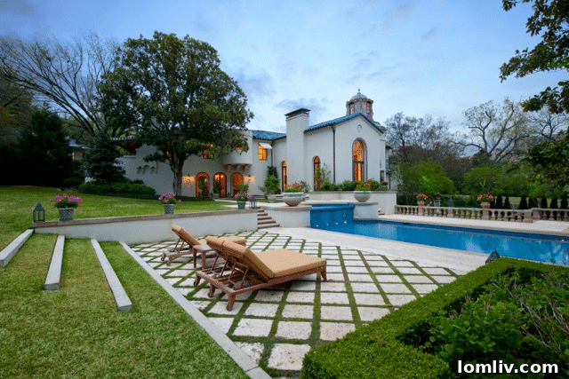 Expansive poolside view of the elegant Bellosguardo property