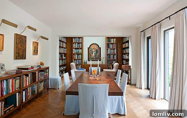 Elegant dining room at Bellosguardo, set for distinguished guests