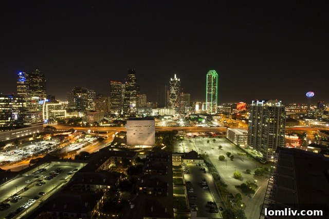 Dazzling night view of Dallas from a high-rise residence
