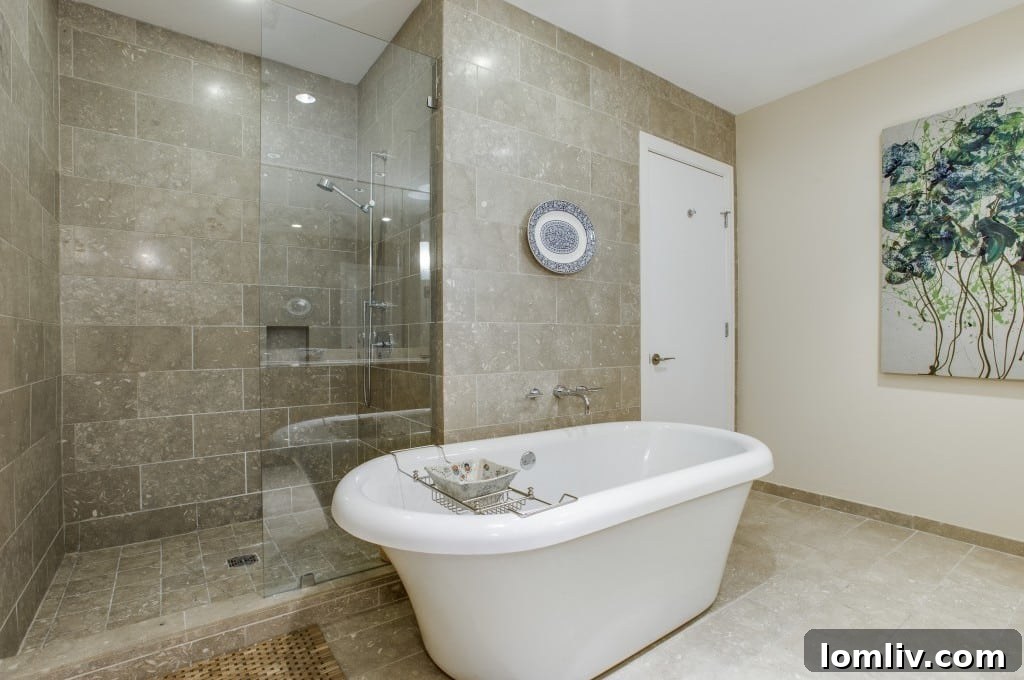 Modern bathroom with sleek design and ample lighting
