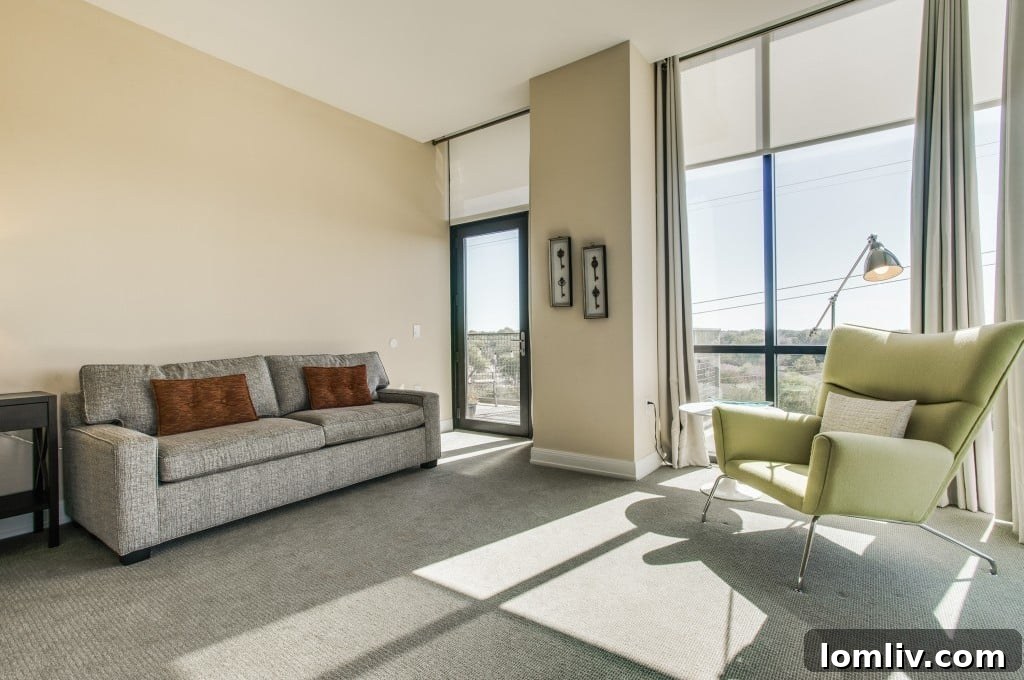 Luxurious living space with modern fireplace and integrated media