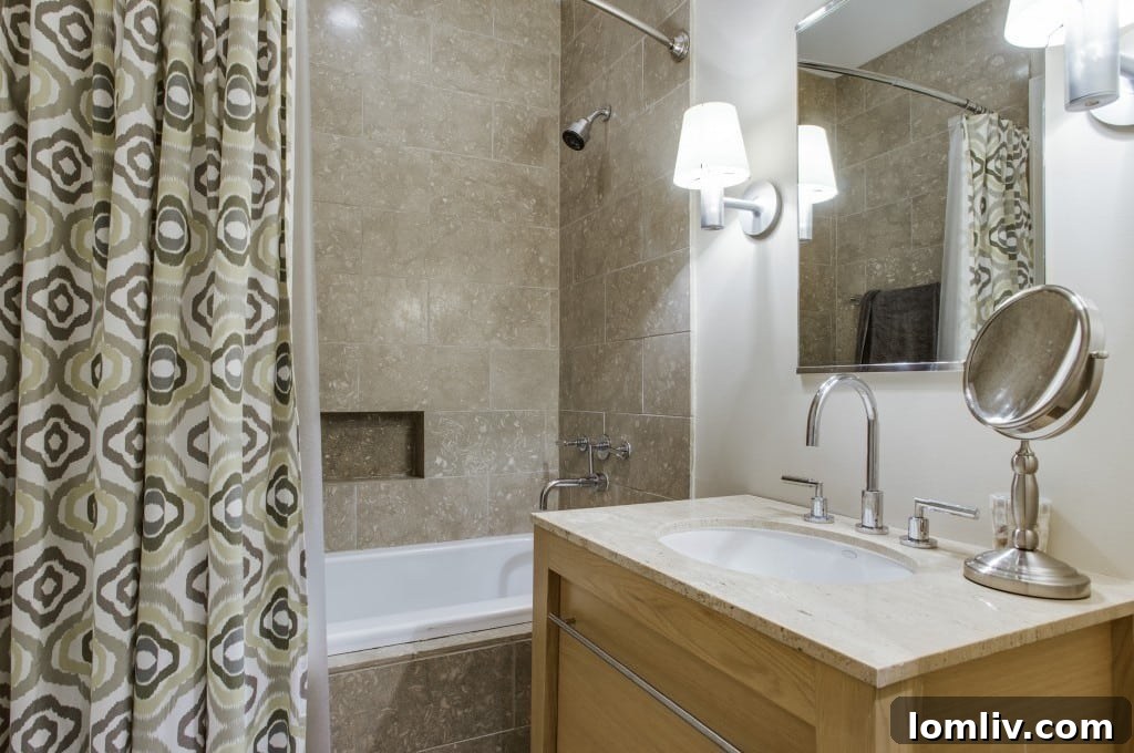 Modern bathroom with walk-in shower and clean design